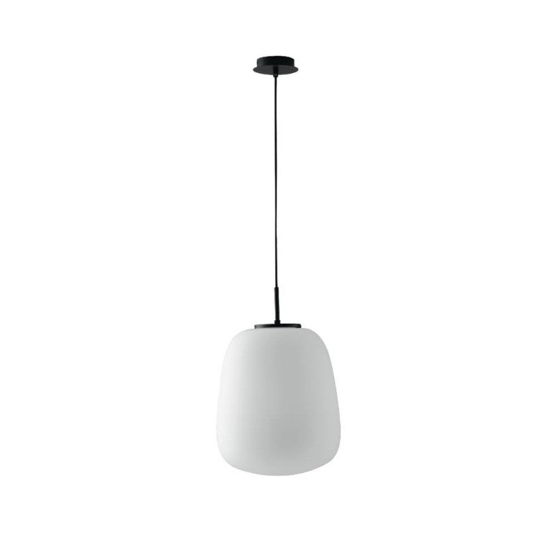 Sospensione vetro opale struttura nero opaco D.32cm 1XE27 non incl. TOLOMEO Sospensione vetro opale struttura nero opaco D.32cm 1XE27 non incl. TOLOMEO